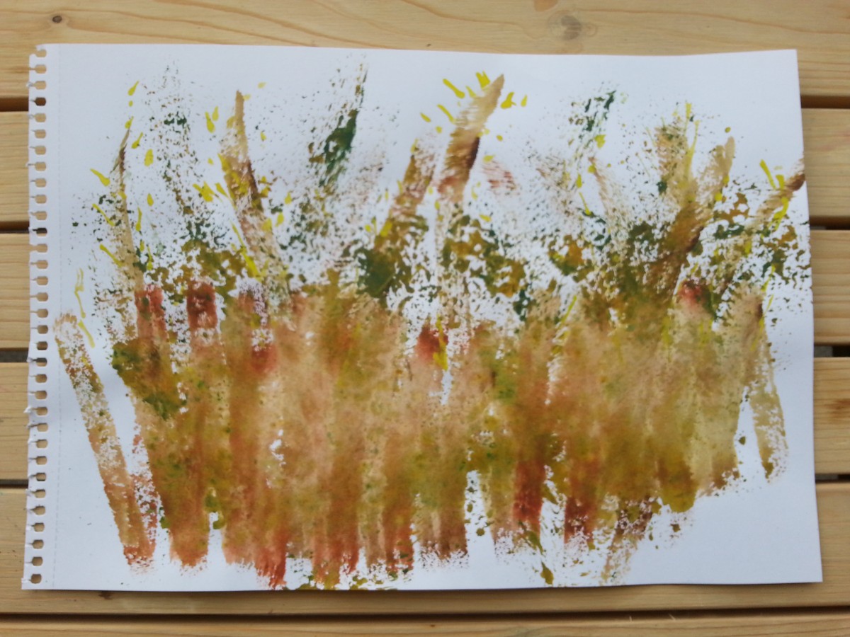 Watercolour images inspired by plants growing over a wainlap fence in the garden