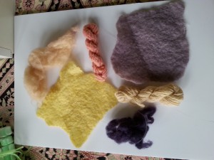 Natural dyed felt, yarn and fishing line